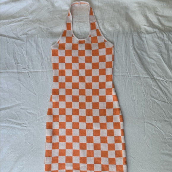 Princess Polly Dresses & Skirts - Polly Princess Checkmate Orange and White Halter Mini Dress
